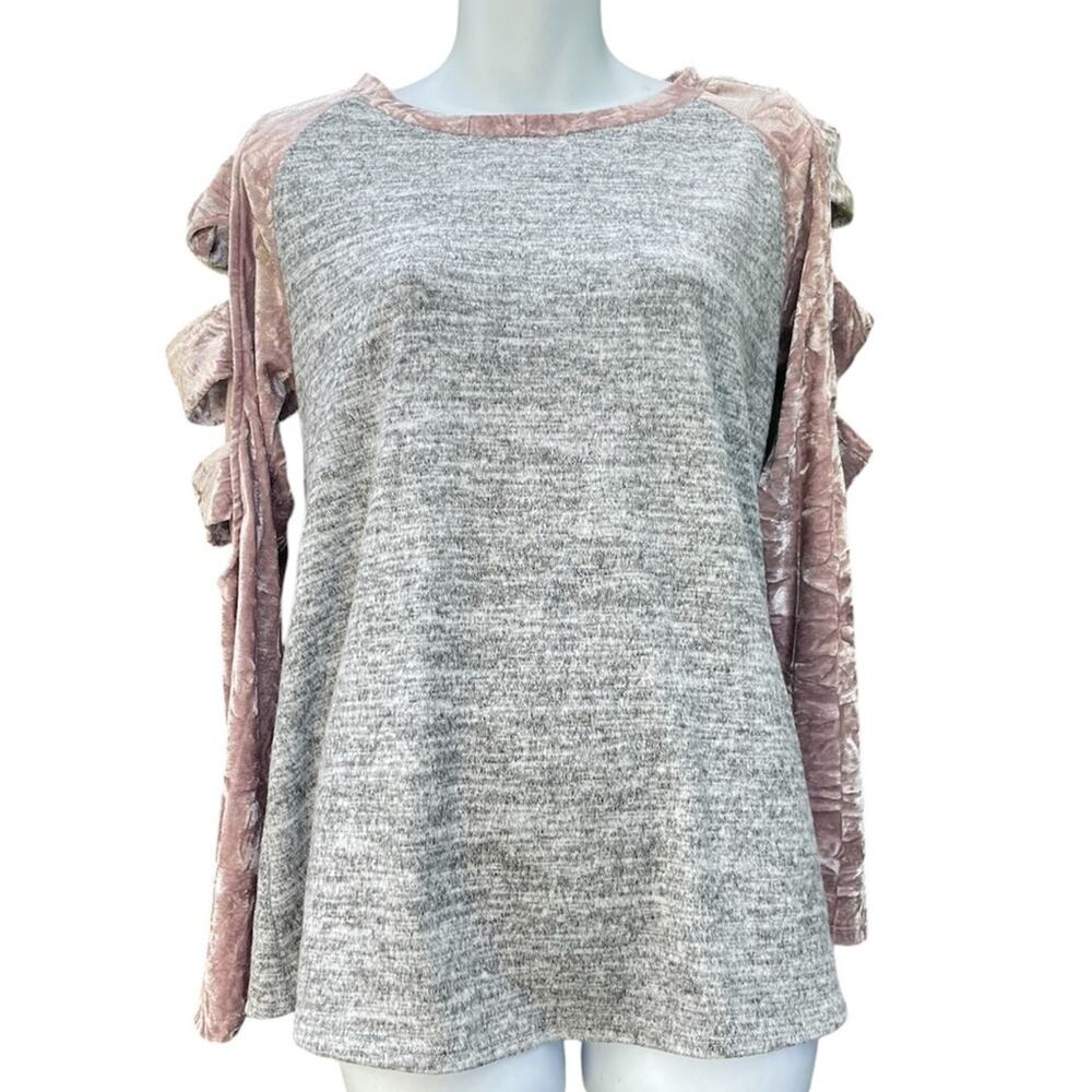 143 Story by Line Up grey and lavender long sleeve blouse